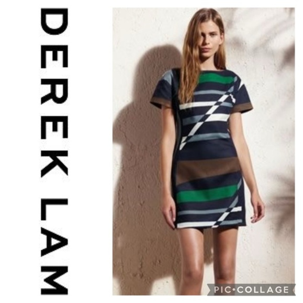 Derek Lam for Design Nation Dress Geometric Linen Mini Dress Sz 8